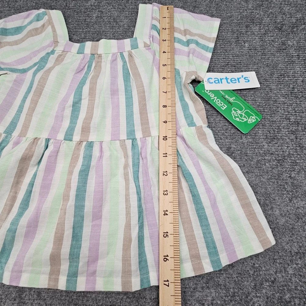Carter's‎ Peplum Top Girls 5T Striped Multicolor EcoVero Cotton Short Sleeve